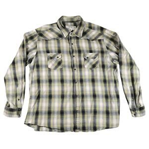 Ryan Michael Western Pearl Snap Shirt Men's 2XL Plaid Sawtooth Pockets Cowboy